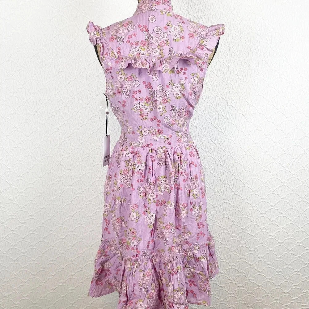 Unique Vintage Purple Ruffled Midi Dress - Picture 2 of 3